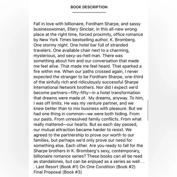 Final Proposal (S. I. N. #3) by K. Bromberg Adult Romance Paperback Book - Picture 12 of 14